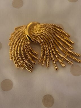 Radiant Gold Fan Fringe Brooch for Women